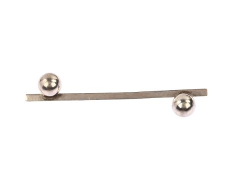 KARL HENRIK HANSEN - a large mid-20th century Danish modernist sterling silver abstract ball bar brooch, length 79.7mm, 11.1g