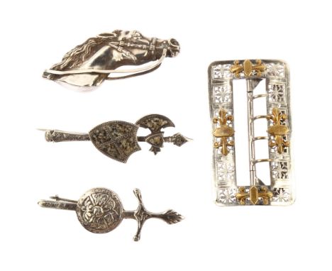 Various jewellery, including Victorian Scottish silver and agate axe brooch etcLot sold as seen unless specific item(s) reque
