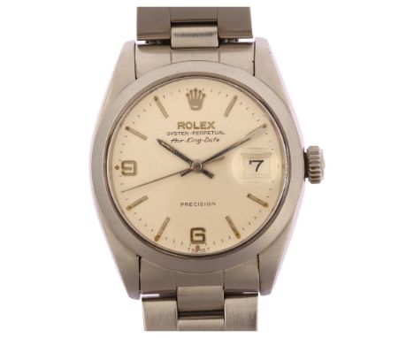ROLEX - a stainless steel Air King Date Precision automatic bracelet watch, ref. 1500, circa 1966, silvered dial with baton a