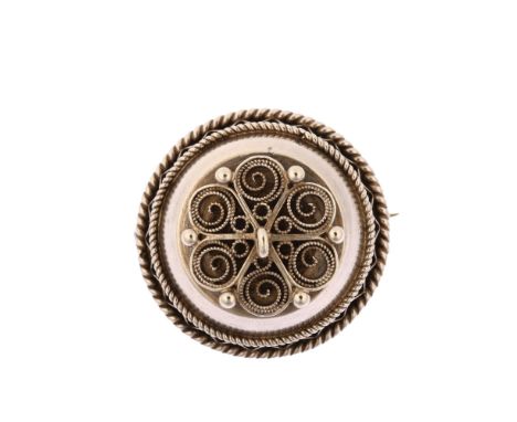 DAVID ANDERSEN - an early 20th century Norwegian silver bombe brooch, with filigree wirework and rope twist decoration, brooc