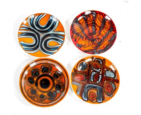 POOLE POTTERY, 4 Delphis plates, diameter 20.5cmGood condition 