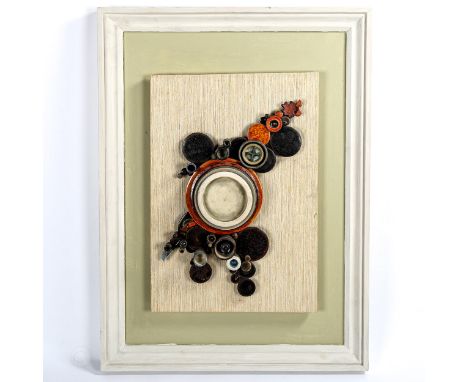 ANNE PLANT, a mid-century ceramic form picture "Flustra", details verso, maker's stamp dated 1984, panel size 58cm x 40cmGood