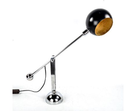 SERGIO ASTI, Italy, 1960s black and chrome desk lamp, with eyeball shade, overall height 73cmOverall good condition, counter 