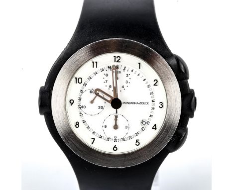 MANDARINA DUCK, chronograph watch, with steel bezel and rubber strapGood condition, good working order 