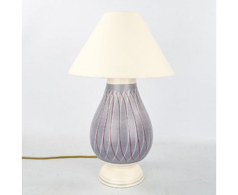 AB RHEAD for Poole Pottery, a free-form table lamp, pattern X/PRP, shape 670A, 1950s design, base height 33cmGood condition 
