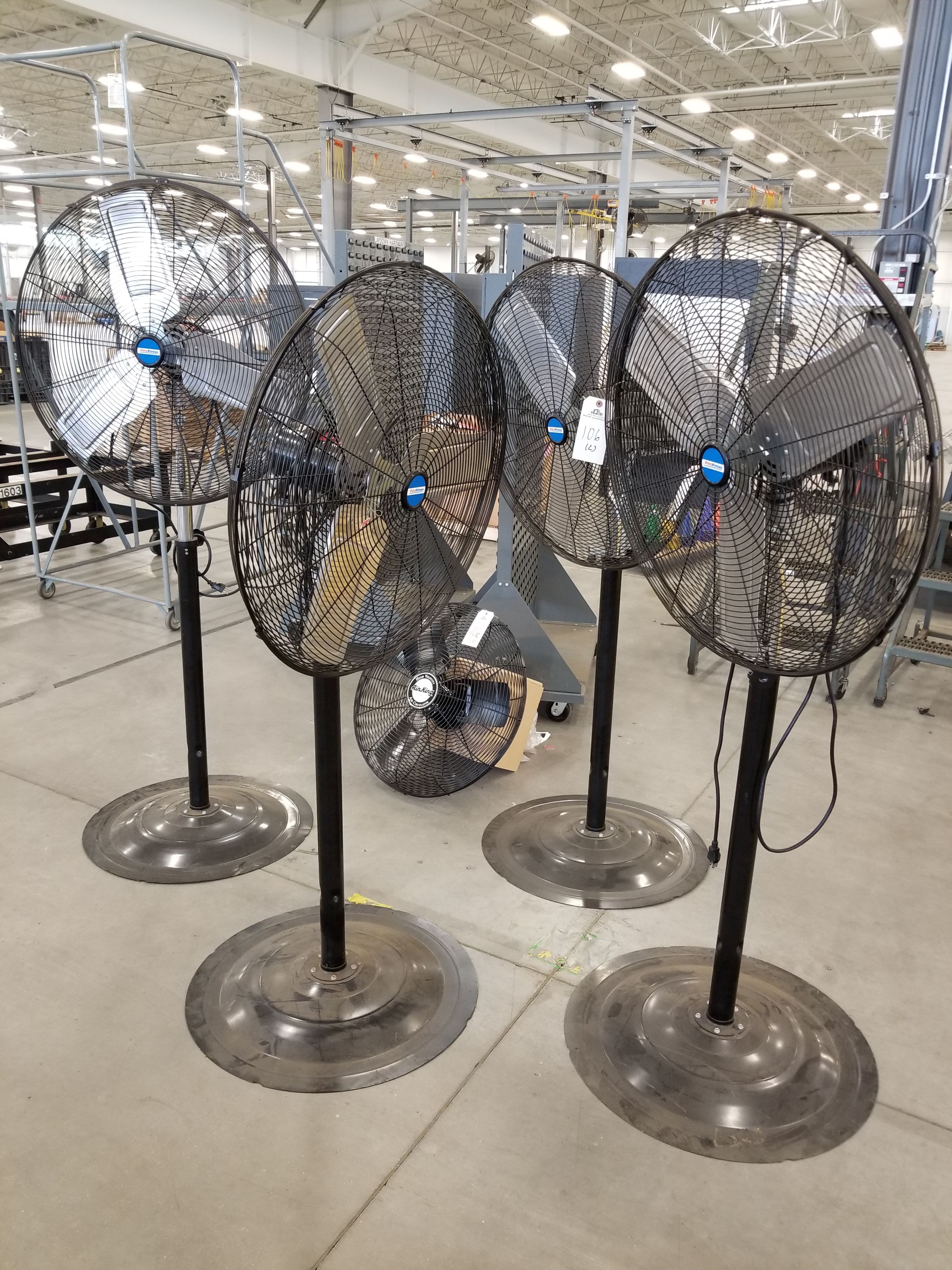 Lot of (3) 30in ProFitter Pedestal Fans and (1) Air King 24"" Fan Head