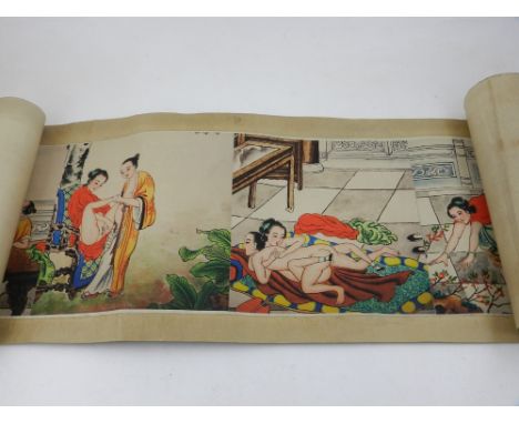 A Chinese scroll decorated with erotic scenes