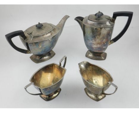 An Art Deco silver plated four piece tea service. (4)