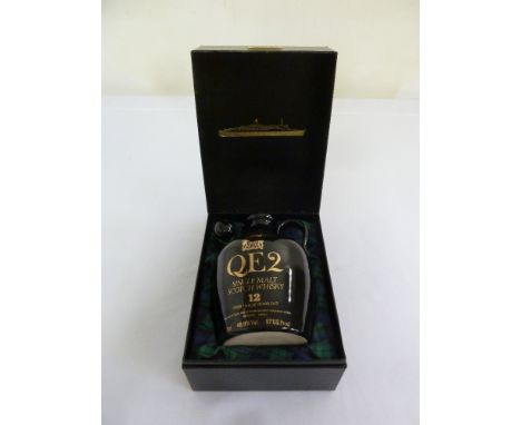QE2 single malt 12 year old in presentation flask and packaging