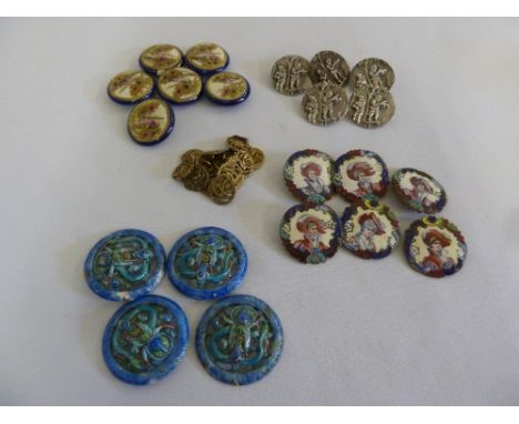 A quantity of antique buttons to include enamel and silver