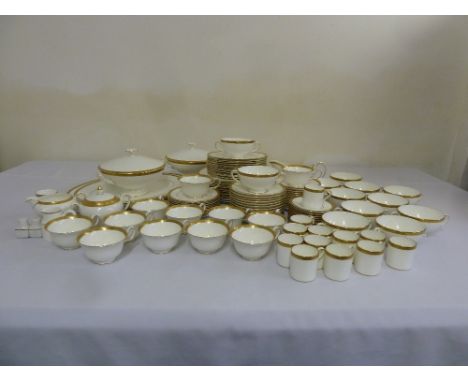 Wedgwood Senator dinner service white ground with gild edging to include plates, bowls, serving dishes, tea and coffee cups a