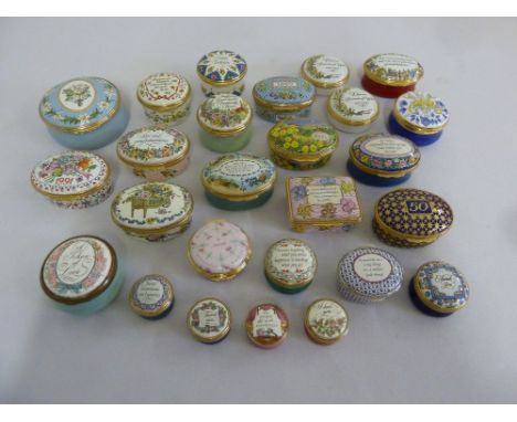A quantity of enamel trinket boxes to include Halcyon Days (25)