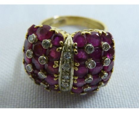 Gold, ruby and diamond ring tested 18ct, approx total weight 8.5g