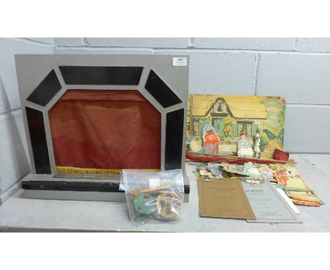 Vintage 1950's Tri-ang toy theatre with figures/accessories - Jack and the Beanstalk and Aladdin **PLEASE NOTE THIS LOT IS NO