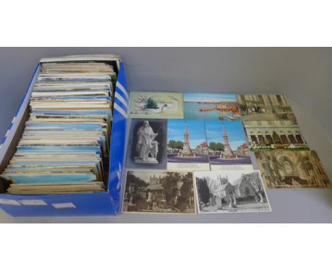 A box of postcards, vintage to modern 