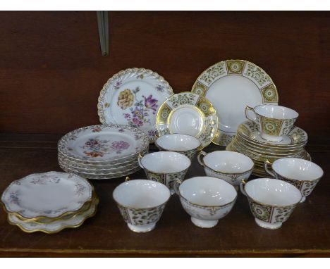 Eight assorted Royal Crown Derby cups and saucers, dessert plates, etc. 