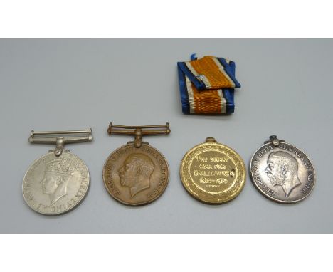 Four medals; Mercantile Marine Medal to Richard Kilpatrick, two WWI medals to 32541 Pte. R Kilpatrick K.O.Y.L.I. a/f and a WW