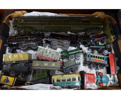 A collection of vintage tin plate railway 