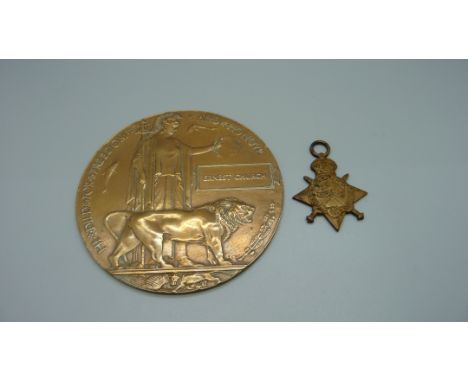 A WWI death plaque and 1914-15 Star to R-3619 Pte. Ernest Church, Kings Royal Rifle Corps 