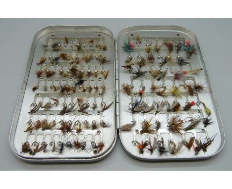 A Wheatley lined set of vintage fishing flies 