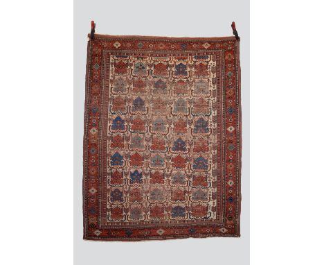 Afshar 'shield' rug, Kerman area, south east Persia, early 20th century, 6ft. 4in. X 5ft. 1.93m. X 1.52m. Overall wear, heavy