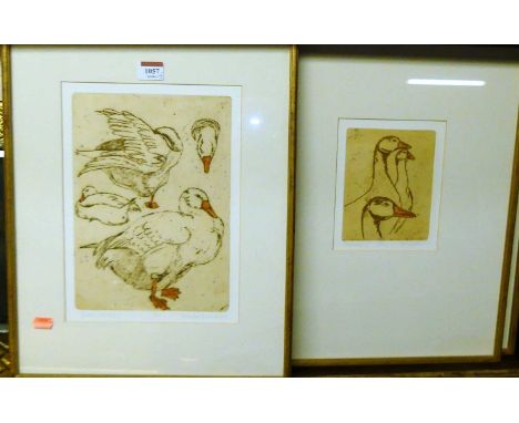 Michael Carlo - Geese Study 1, lithograph, 28x20cm, and two others by the artist, Geese Study 2, and Three Geese (3)
