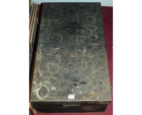 A black painted metal trunk