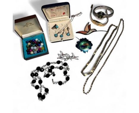 An unusual Chameleon interchangeable multi-stone silver jewellery set, together with other jewellery. Together with a sterlin