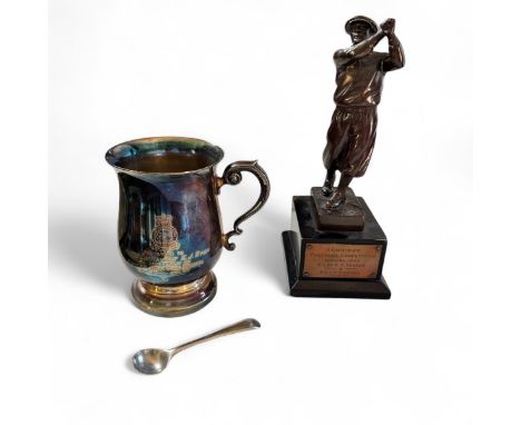 Two generations of RAF history: An RAF golf trophy belonging to Air Commodore Cyril Adams, CB OBE (for gallantry) and a mug p