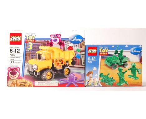 Two Lego Disney Toy Story boxed sets to include; No. 7595 ' Army men On Patrol ' and No. 7789 ' Lotso's Dump truck. Vendor as