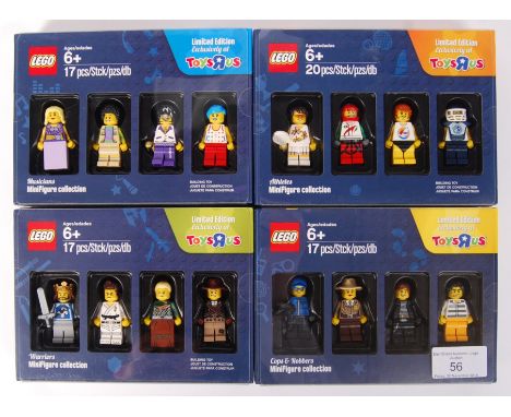 A collection of 4 x Lego Toys R Us Exclusive minifigures boxed set to include; No. 5004421 ' Musicians ' , No. 5004422 ' Warr