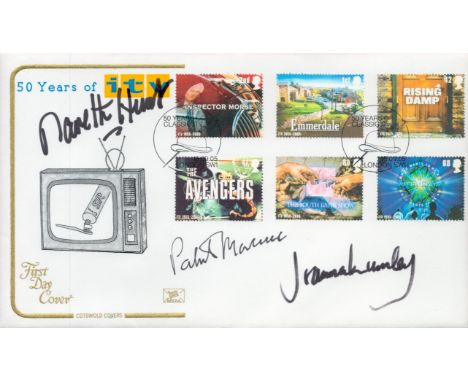The New Avengers, a Cotswold Covers '50 Years of TV' FDC signed by the three stars of the cult 1970's TV series: Patrick Macn