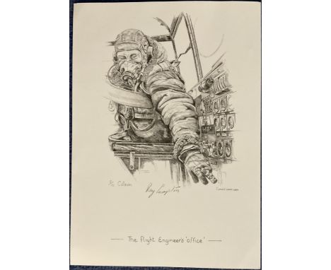 WW2 Flight Engineer Ray Grayston Signed 2/10 Conrad Lowen 12x8 inch Black and White Print Titled The flight Engineers Office.