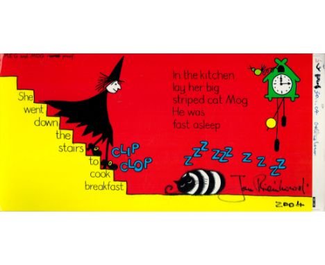Jan Pienkowski, illustrator of Meg and Mog books Signed 14 x 7 inch Colour Related Print. Signed in black ink in 2004. Good c