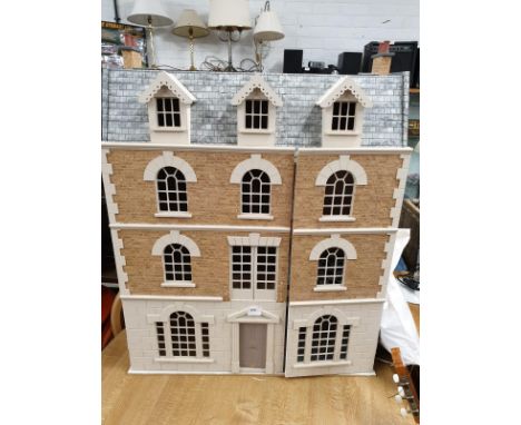 Large impressive vintage dolls 4 floors with fitted stair case with bag of accessories. 