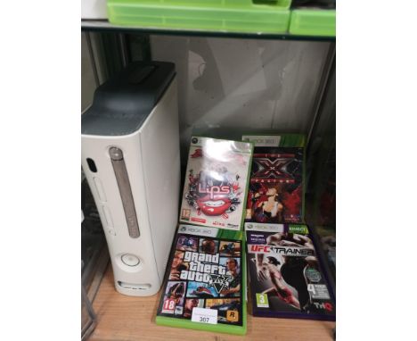 Xbox 360 console no leads with games. 