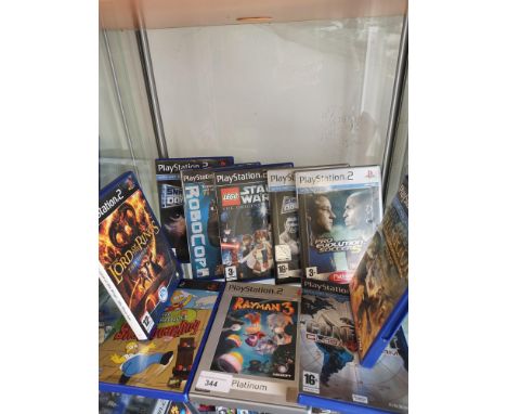 Shelf of playstation 2 games. 