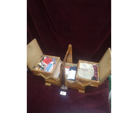 Vintage sewing box and contents. 