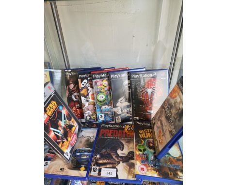 Shelf of playstation 2 games. 