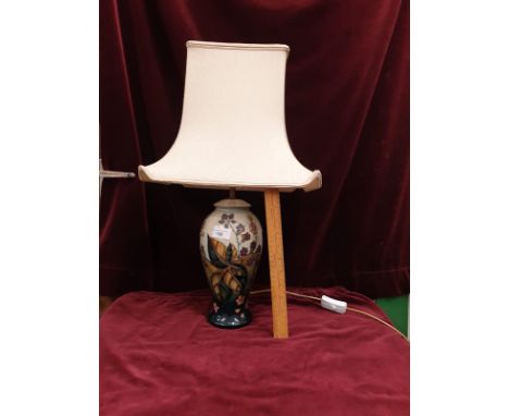 Large Moorcroft Bramble Pattern Table Lamp 35 Cm To Top Of Fitting 58cm With Shade 