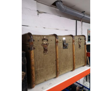 Large 1920s Wooden bounded Travel trunk. 