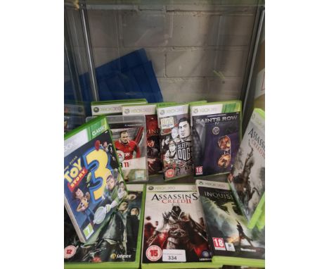 Shelf of xbox 360 games. 