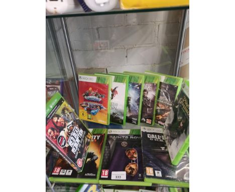 Shelf of xbox 360 games. 