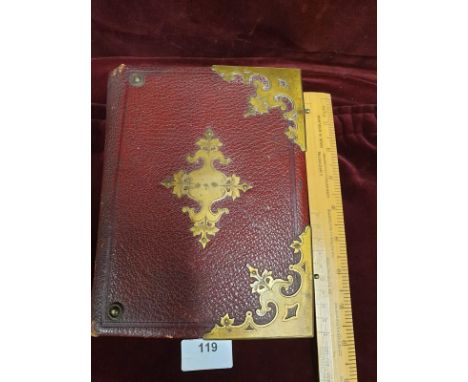 Victorian Leather And Brass Bound Portrait Album With Portraits 