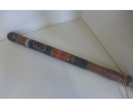 A Victorian painted constable truncheon, 47cm long, some general wear but reasonably good 