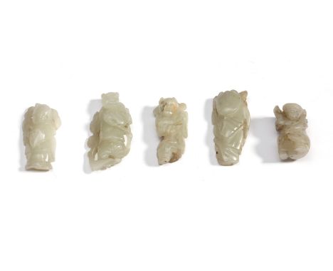 Chinese Art A group of five white jade carvings China, 19th century . . Cm 4,50.