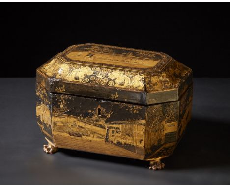 Chinese Art A lacquered export caddy-teaChina, falf 19th century . . Cm 24,00 x 16,50 x 18,00.