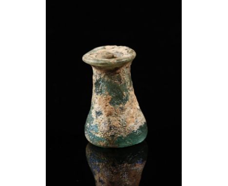 Islamic Art A small glass dropper flask Iran or Egypt, 8th century (?). . Cm 1,90 x 2,80.