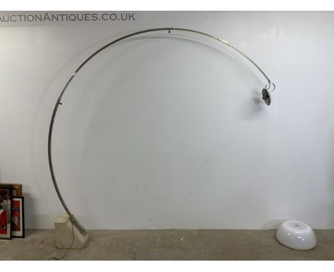 A large mid century extending chrome arc lamp with marble base and Perspex shade (recently rewired)in the manner of Achille C