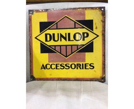 A rare Dunlop Accessories rectangular enamel sign. 30.5cm x 29.5cm  